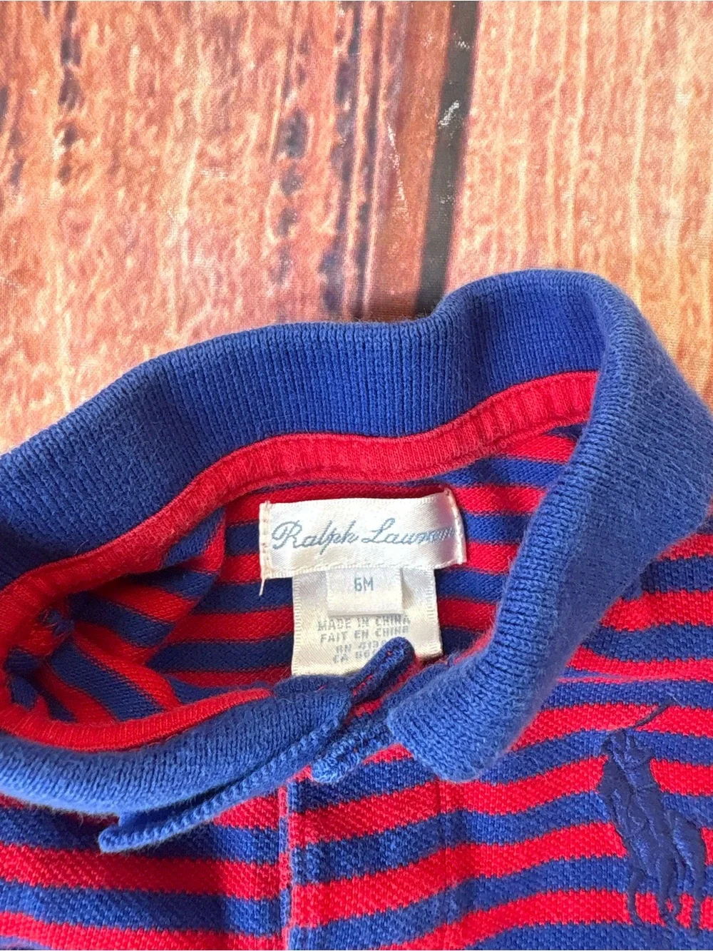 Ralph Lauren Red & Blue Striped Polo Romper